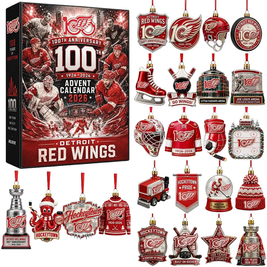 Detroit Red Wings 100th Anniversary 2026 Advent Calendar Red Wings Merch Christmas Gift