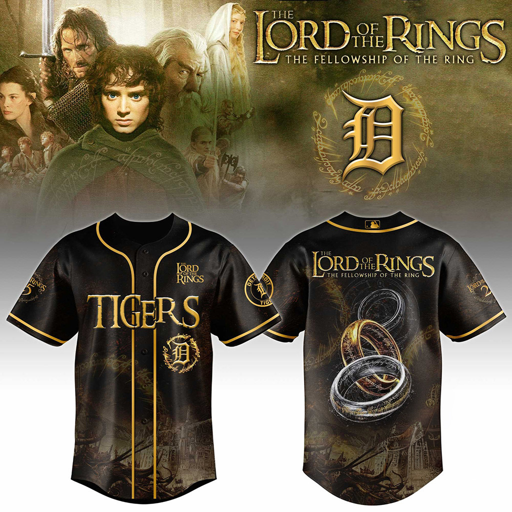 Detroit Tigers The Lord of the Rings The Fellowship of the Ring 2026 Baseball Jersey Tigers Merch