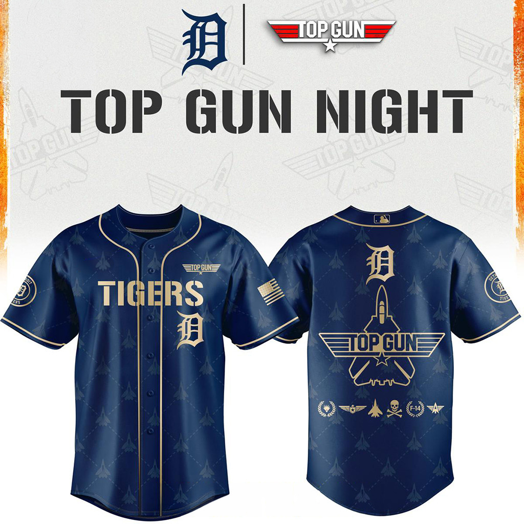 Detroit Tigers X Top Gun 2026 Comeback Night Baseball Jersey Detroit Tigers Merch Gift For Dad