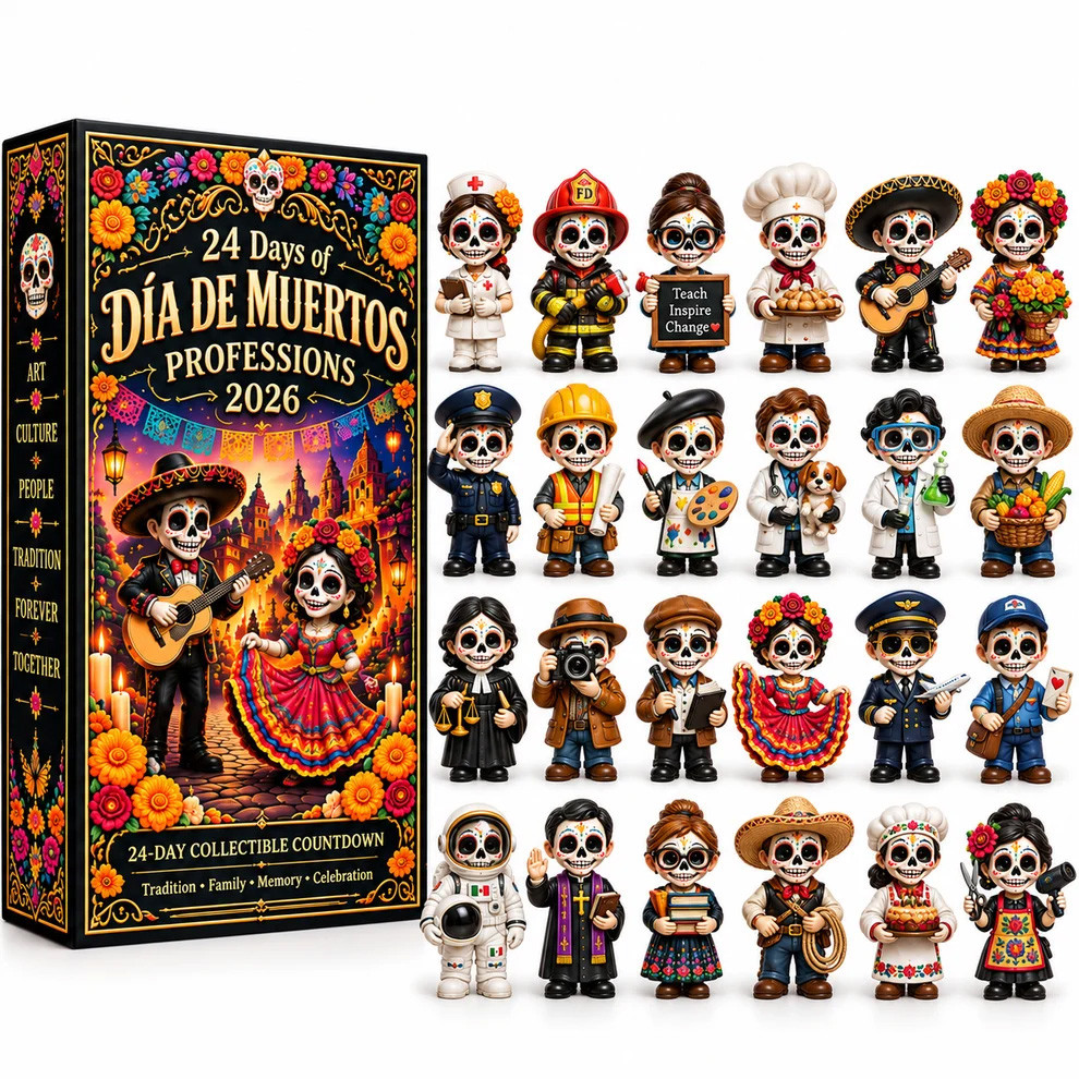 Dia De Muertos Professions 2026 Advent Calendar 24 Days Of Holiday Ornaments Family Gifts - Image 3