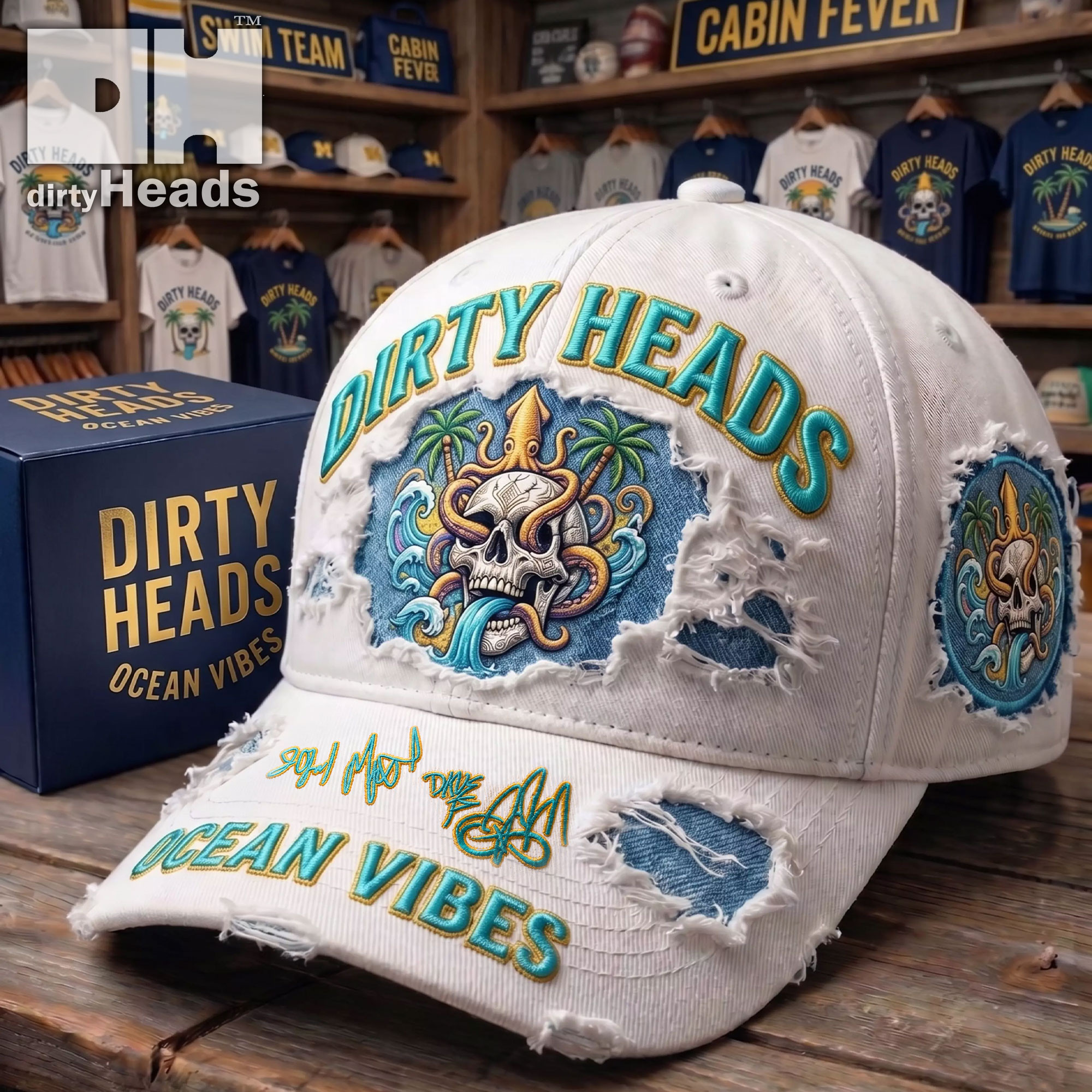 Dirty Heads Ocean Vibes Distressed Hat Dirty Heads Merch Unique Gifts For Rock Band Fans