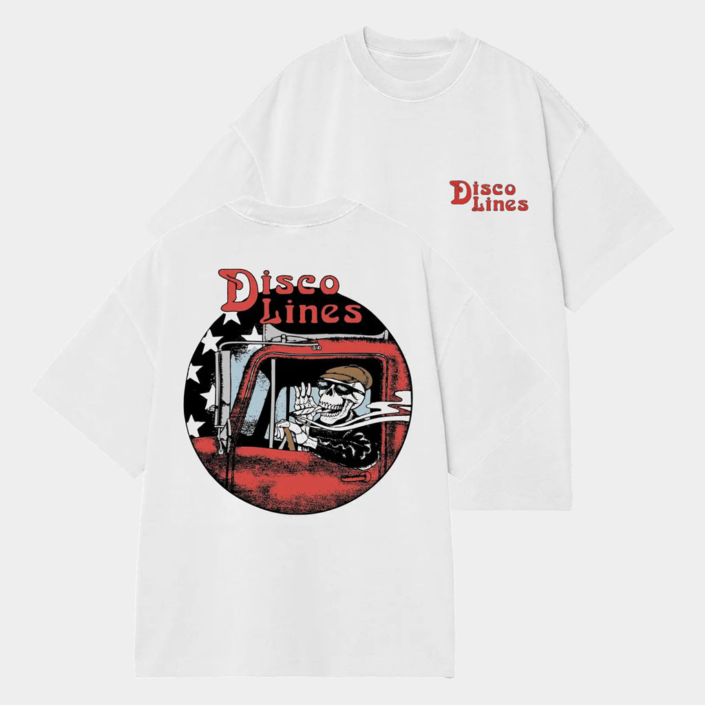 Disco Lines Merch 2026 Disco Lines Trucker T-Shirt White Music Related Gifts For Guys