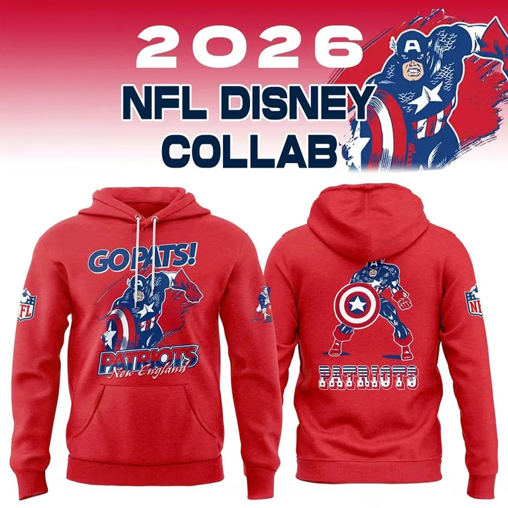 Disney X New England Patriots Collaboration Hoodie 2026 NFL Disney Collab Merch Go Pats Hoodie