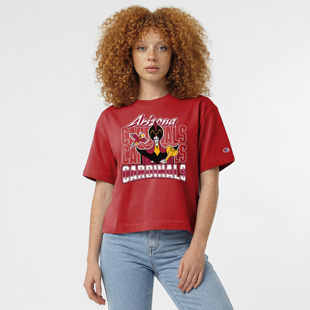 Disney X NFL Arizona Cardinals Merch Disney Collab Bright Cardinal Jafar And Iago All-Star T-Shirt - Image 2