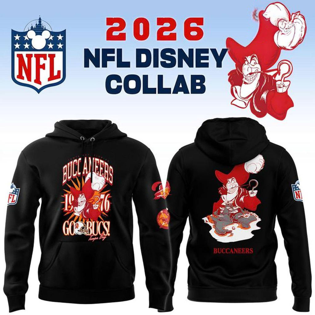 Disney X NFL Buccaneers Merch 2026 Tampa Bay Buccaneers Captain Hook Hoodie Football Gifts