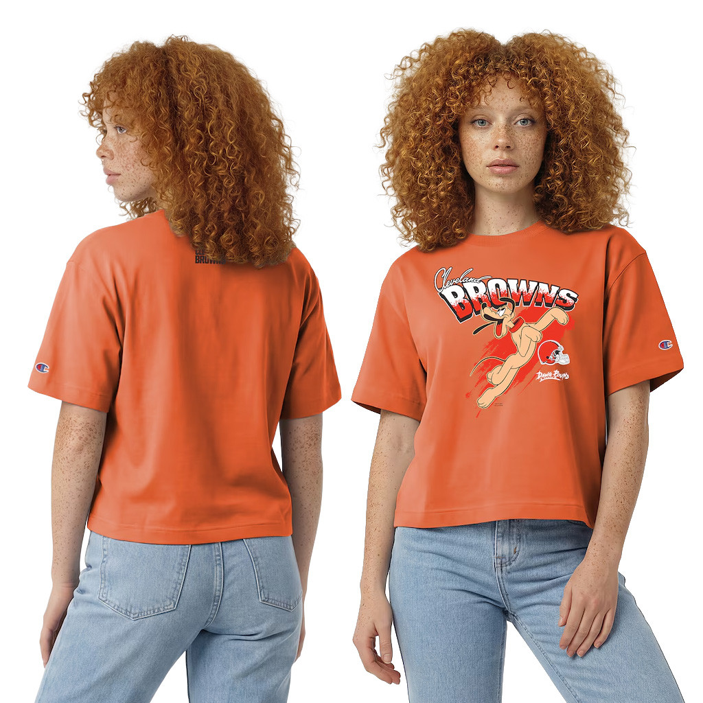 Disney X NFL Cleveland Browns Merch Browns Disney X NFL Champion Pluto All-Star T-Shirt Collab Tee