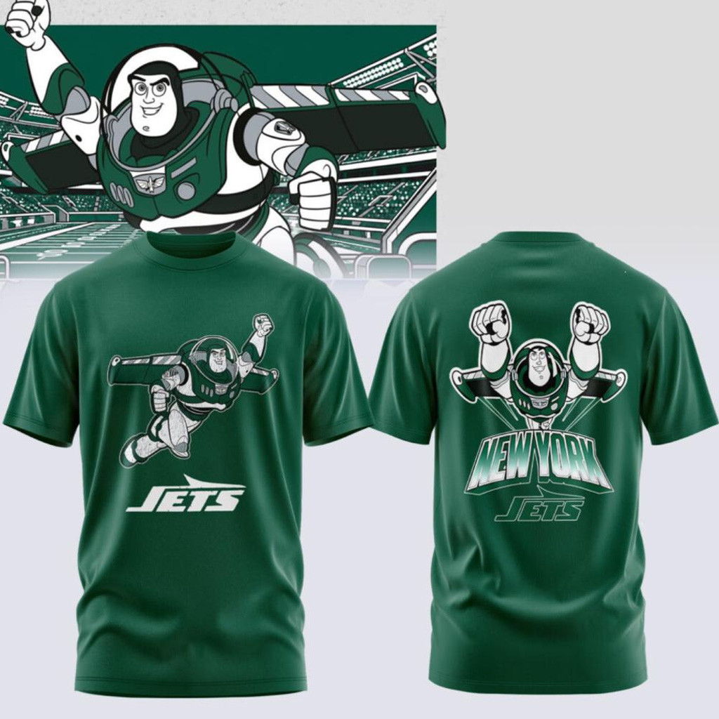 Disney X NFL Collab Merch New York Jets X Buzz Lightyear T-Shirt NY Jets Merch Gift For Fans