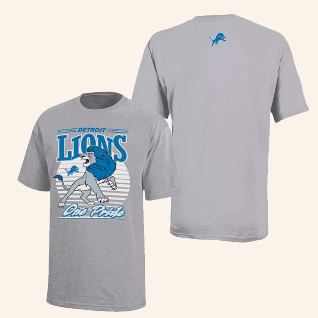 Disney X NFL Detroit Lions Merch Champion Disney Collab Detroit Lions Simba Logo T-Shirt Fan Gifts