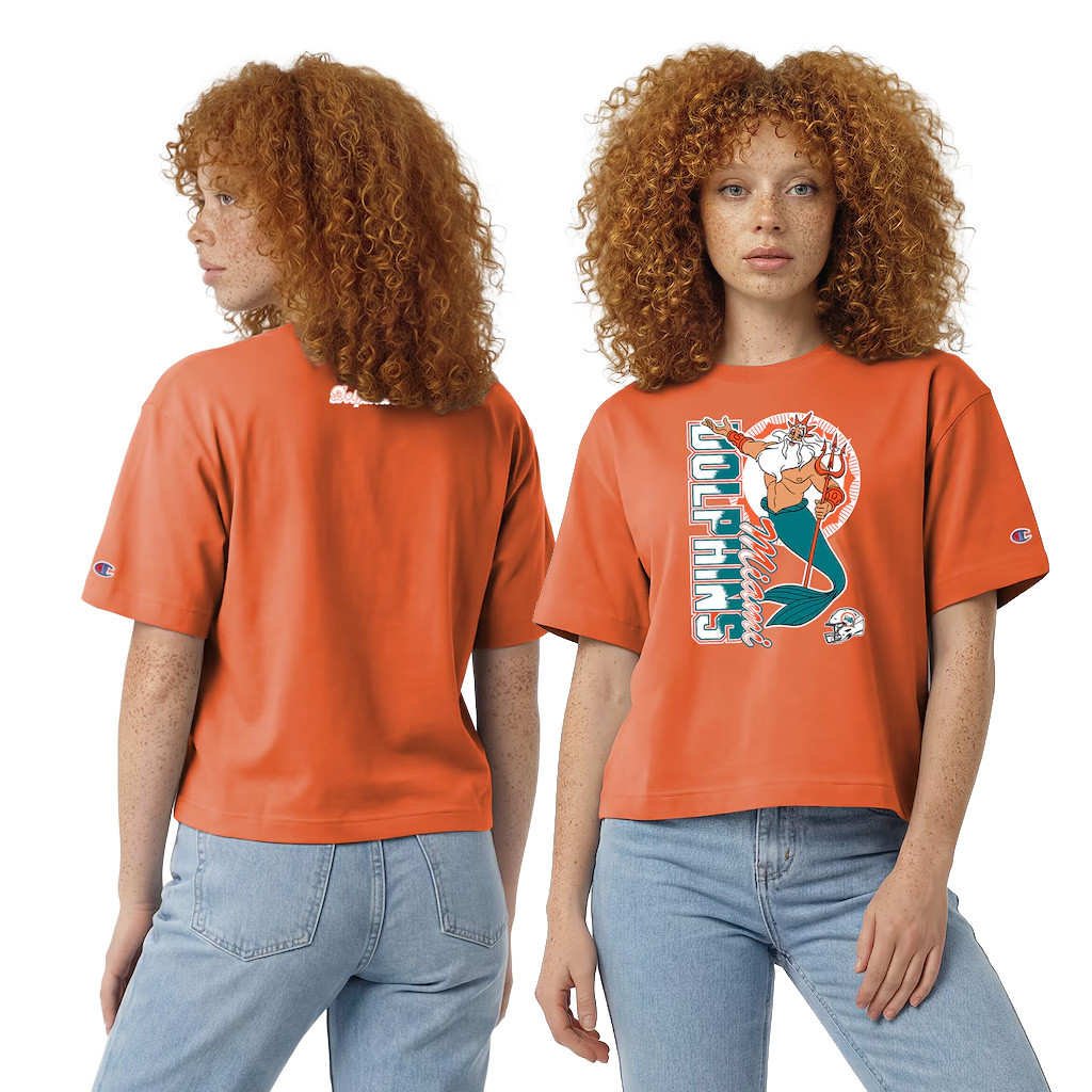 Disney X NFL Miami Dolphins Merch Disney X NFL Champion King Triton All-Star T-Shirt Disney NFL Shirts
