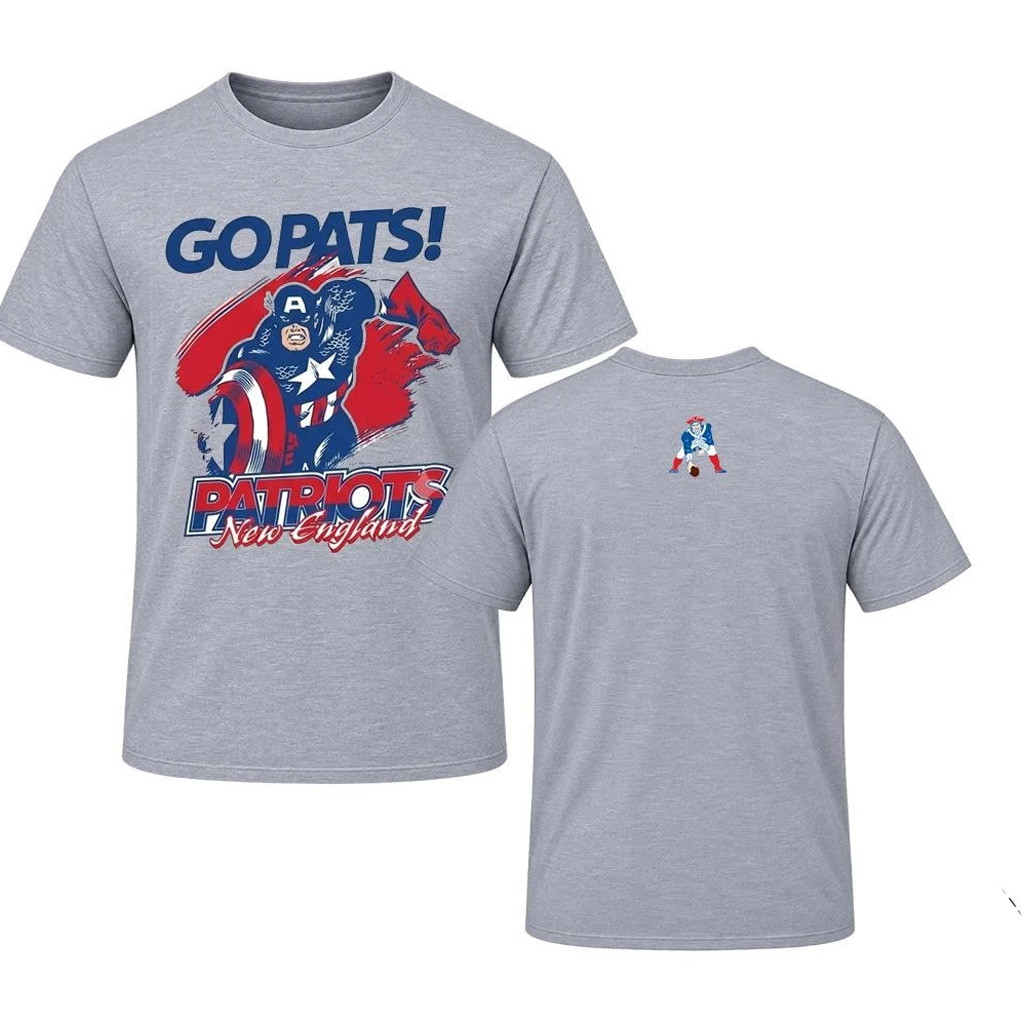 Disney X NFL New England Patriots Merch Captain America T-Shirt NFL Disney Collab Patriots Merch
