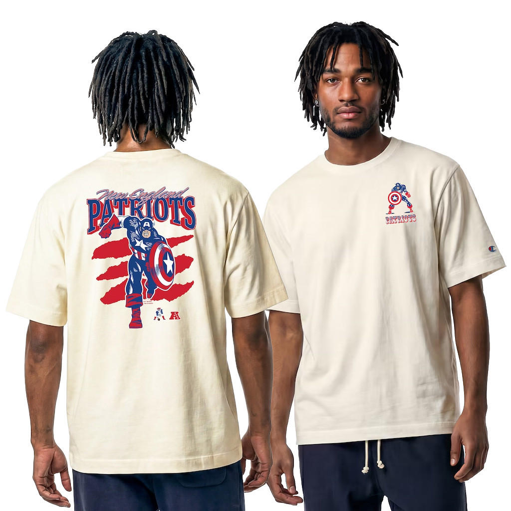 Disney X NFL New England Patriots Merch Disney X NFL Champion Captain America All-Star T-Shirt Fan Gift