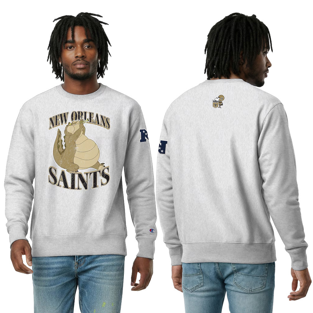 Disney X NFL New Orleans Saints Merch Disney X NFL Champion Louis Sweatshirt Disney NFL Collab Gear