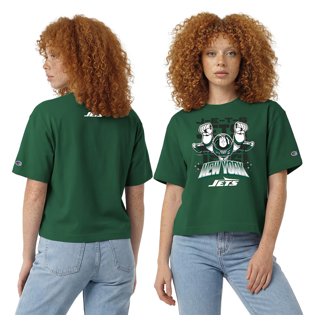Disney X NFL New York Jets Merch Disney X NFL Champion Buzz Lightyear All-Star T-Shirt Disney NFL Shirts