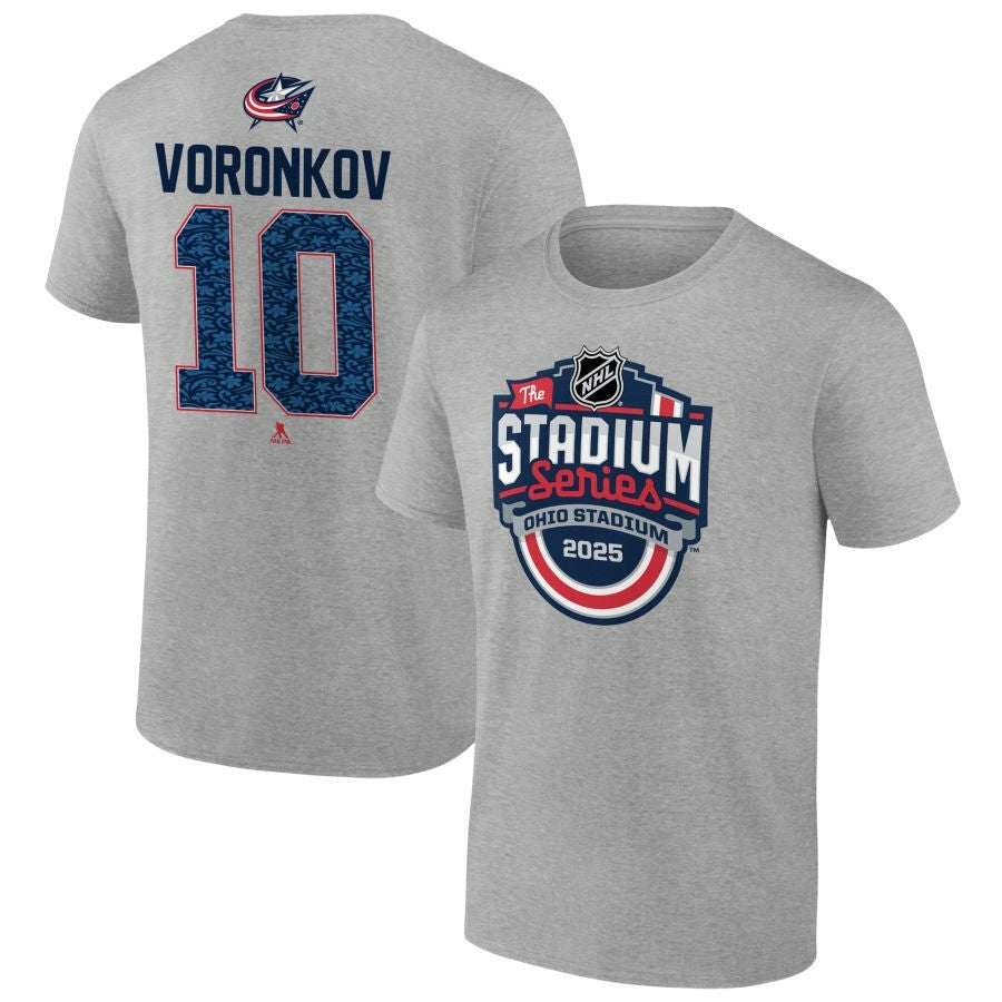 Dmitri Voronkov Columbus Blue Jackets 2025 Stadium Series Pick-A-Player Heather Gray T-Shirt 1 Dmitri Voronkov Columbus Blue Jackets 2025 Stadium Series Pick-A-Player Heather Gray T-Shirt