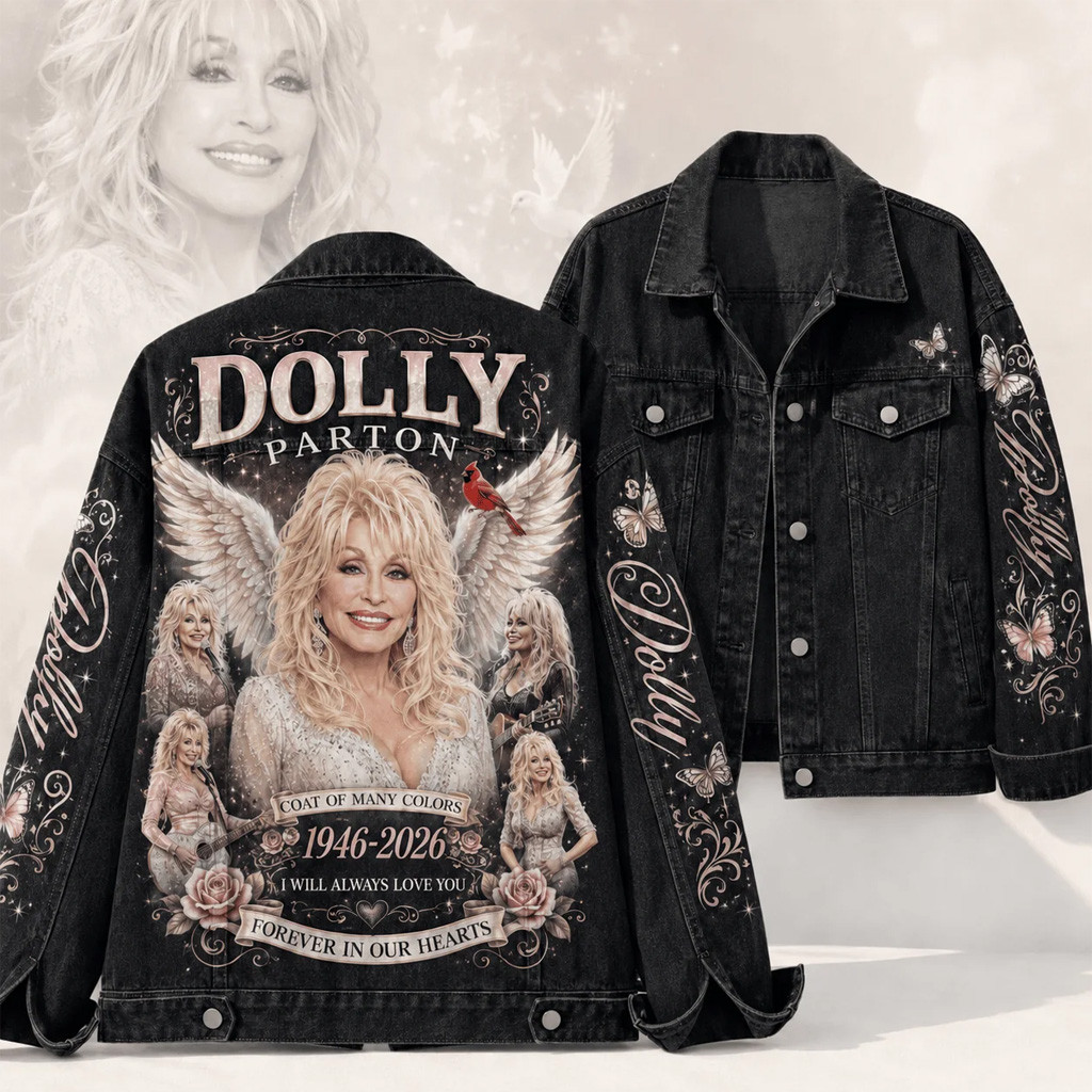Dolly Parton Gone But Never Forgotten Memorial Denim Jacket RIP Dolly Parton Merch Fan Gear