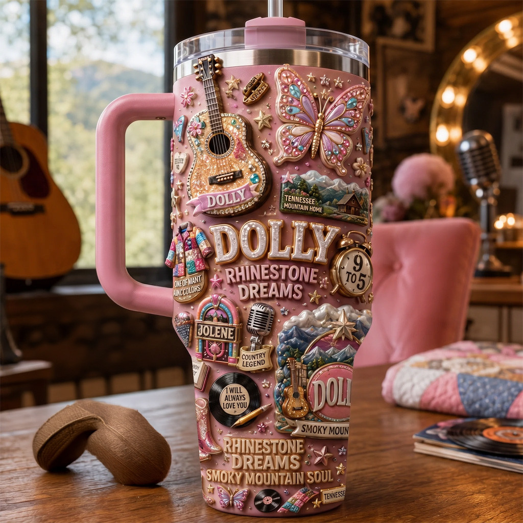 Dolly Parton Merch Dolly Parton Rhinestone Dreams Tumbler Smoky Mountain Soul Cup RIP Merch
