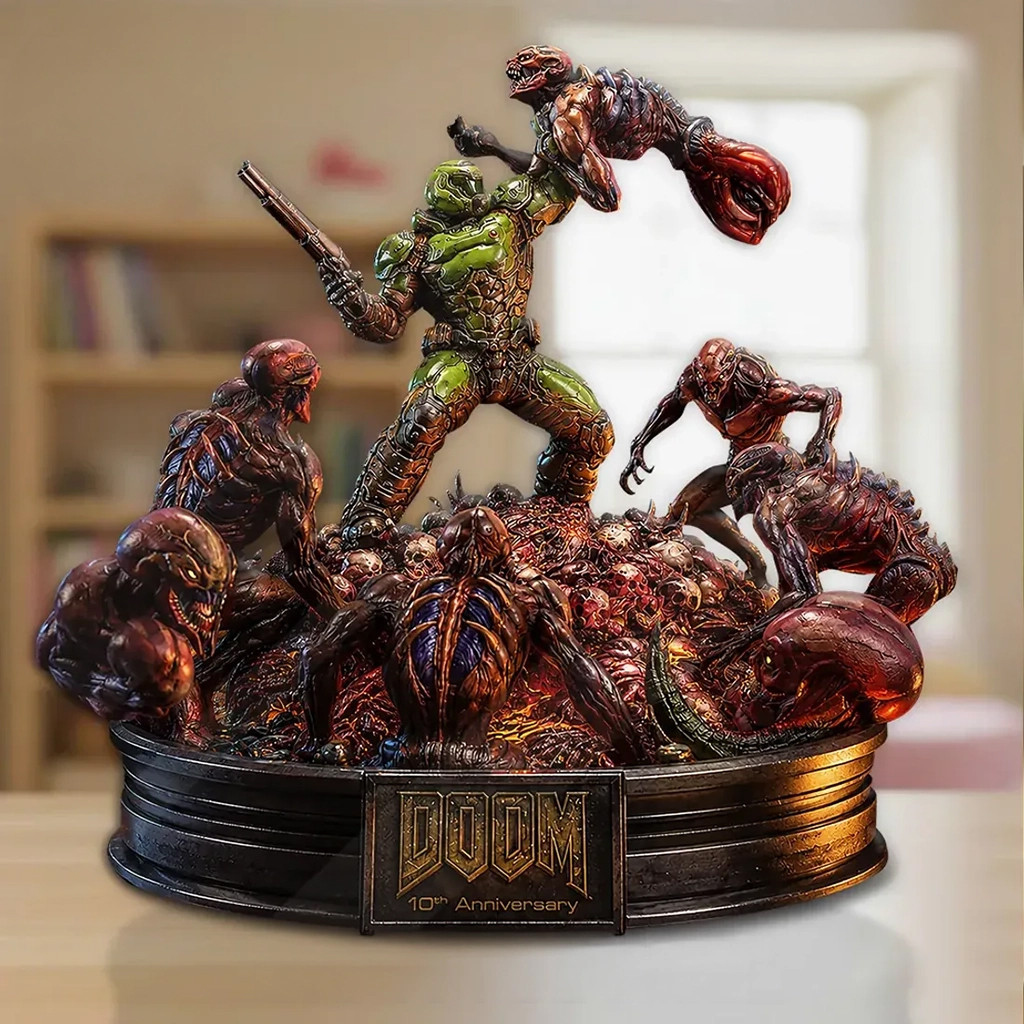 DOOM 2016 10th Anniversary Doom Slayer Collectible Acrylic Plaque Present For Brothers