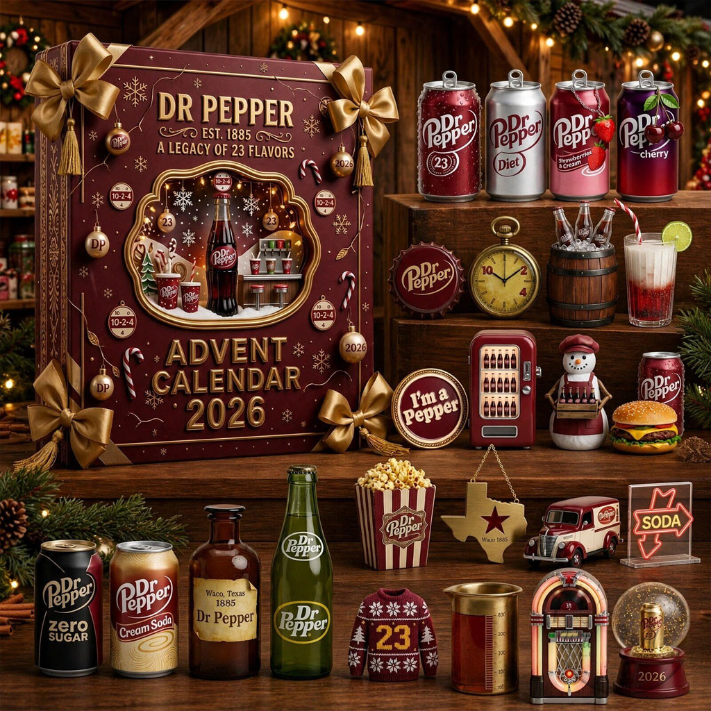 Dr Pepper Advent Calendar 2026 Christmas Ornaments Countdown Box Dr Pepper Merch Best Xmas Gift