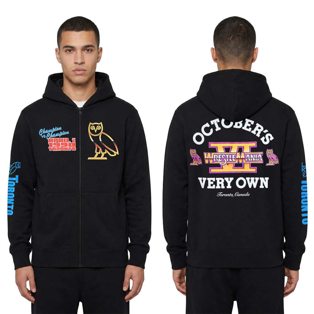 Drake OVO X WWE Wrestlemania 6 April 1 1990 Toronto Vintage Zip Up Hoodie Fan Merch Gifts Ideas