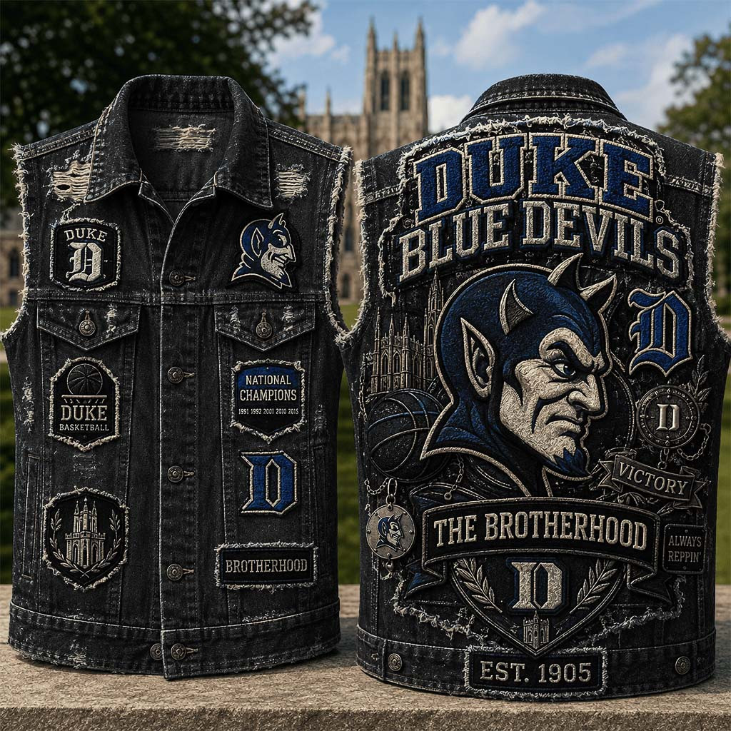 Duke Blue Devils The Brotherhood Denim Vest Always Reppin Duke Blue Devils Merch Fan Gifts