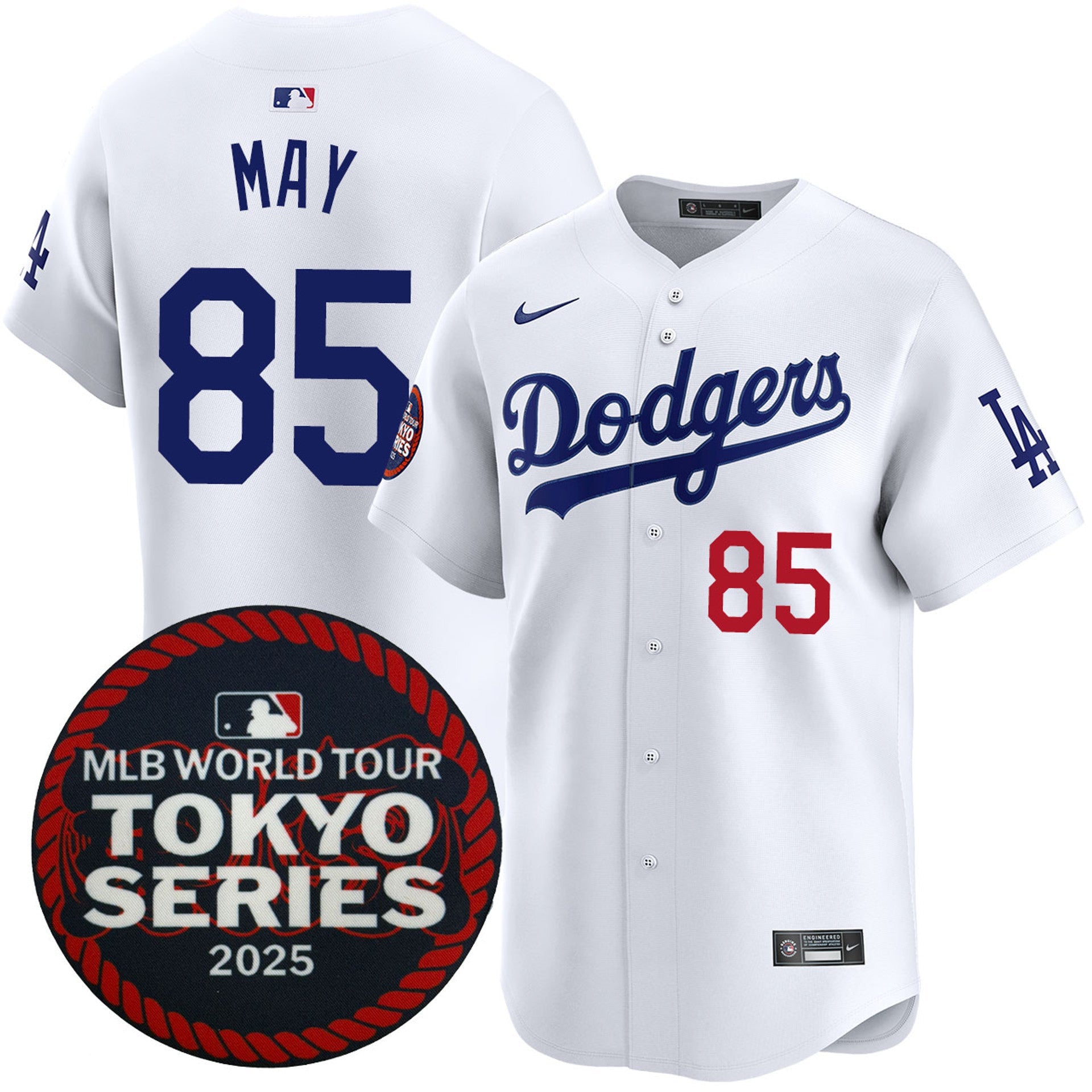 Dustin May Los Angeles Dodgers 2025 Home Tokyo Series Jersey - White