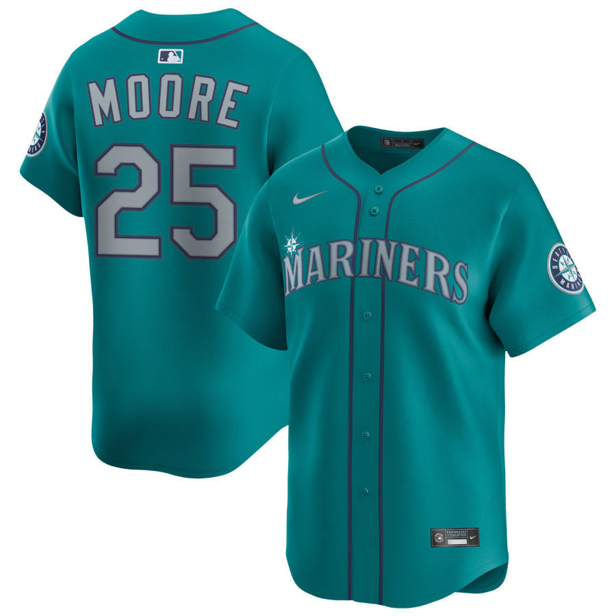Dylan Moore Seattle Mariners 2025 Alternate Limited Jersey - Aqua