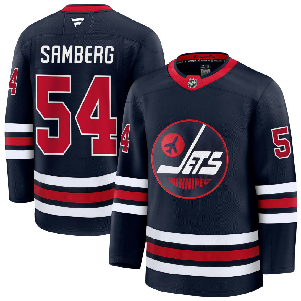 Dylan Samberg Winnipeg Jets 2025 Alternate Premium Jersey - Navy 1 Dylan Samberg Winnipeg Jets 2025 Alternate Premium Jersey - Navy
