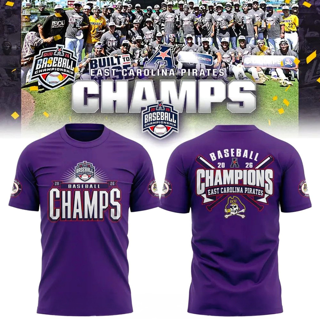 East Carolina Pirates 2026 American Baseball Champions T-Shirt East Carolina Pirates Merch