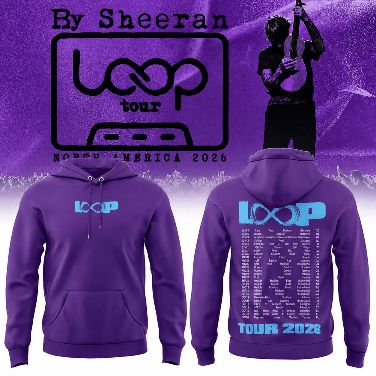 Ed Sheeran North American Loop Tour 2026 Hoodie Ed Sheeran Loop Merch Gifts For Music Lovers
