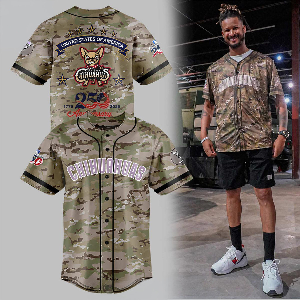 El Paso Chihuahuas Military Appreciation Night 2026 Camo Baseball Jersey Chihuahuas Merch Gifts