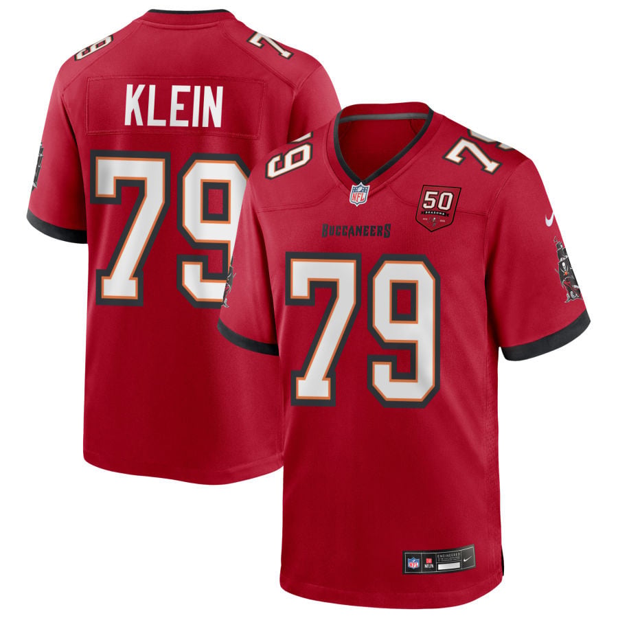 Elijah Klein Tampa Bay Buccaneers 2025 50th Season Game Jersey - Red