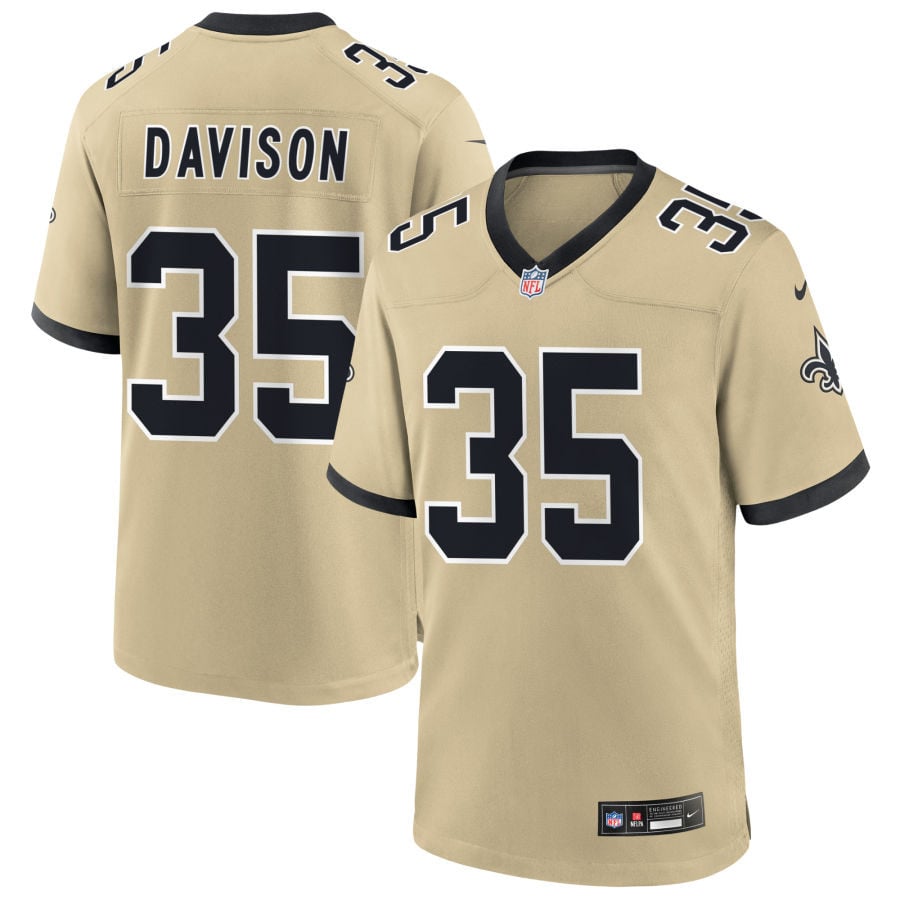 Elliott Davison New Orleans Saints 2025 Gameday Golds Alternate Game Jersey - Gold
