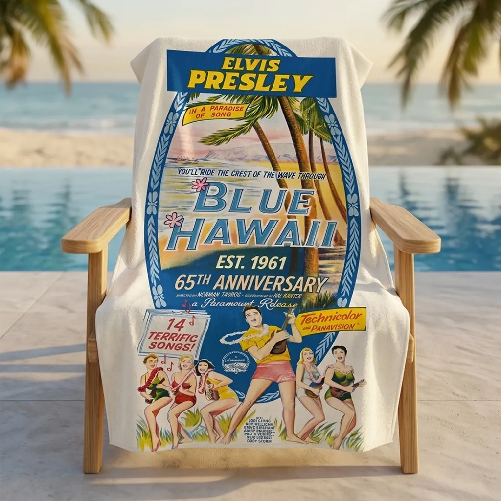 Elvis Presley Blue Hawaii 65th Anniversary Beach Towel Elvis Presley Merch Summer Gifts