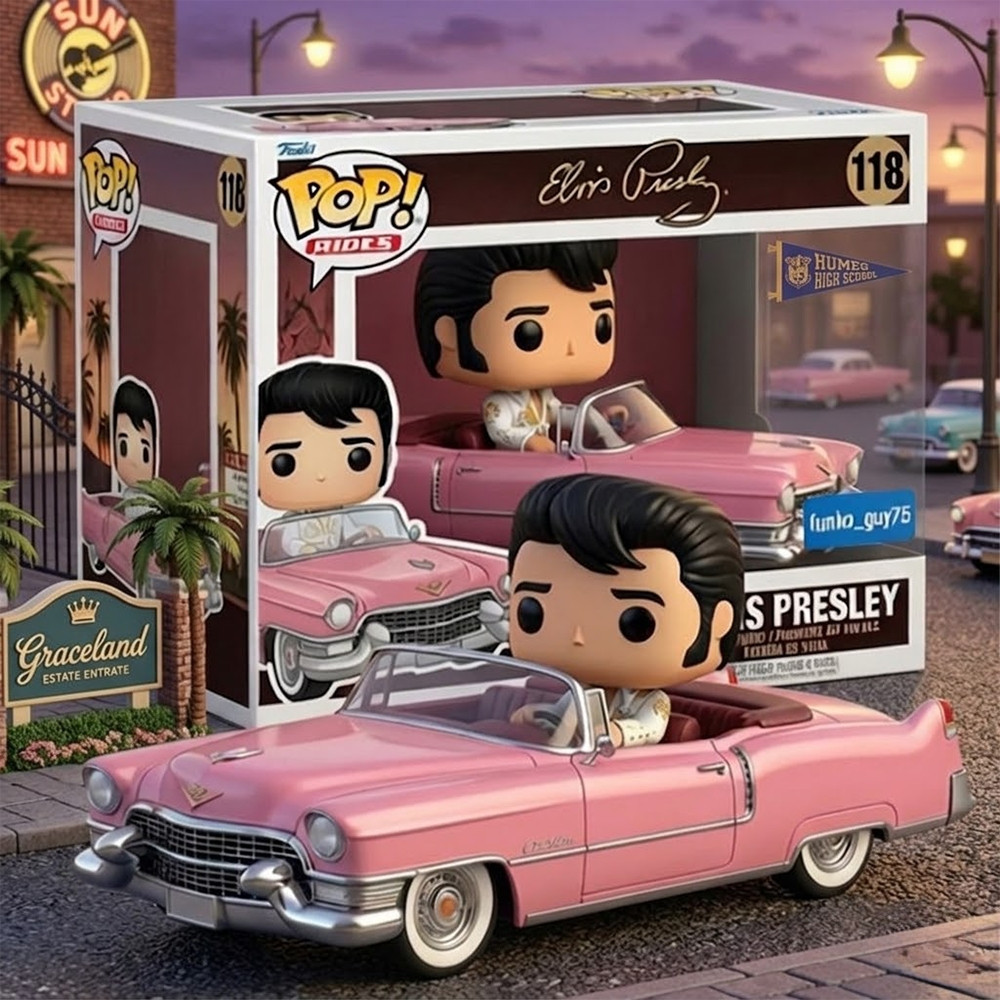 Elvis Presley Rides Pink Cadillac 1955 Funko Pop Elvis Presley Merch Birthday Gift For Her