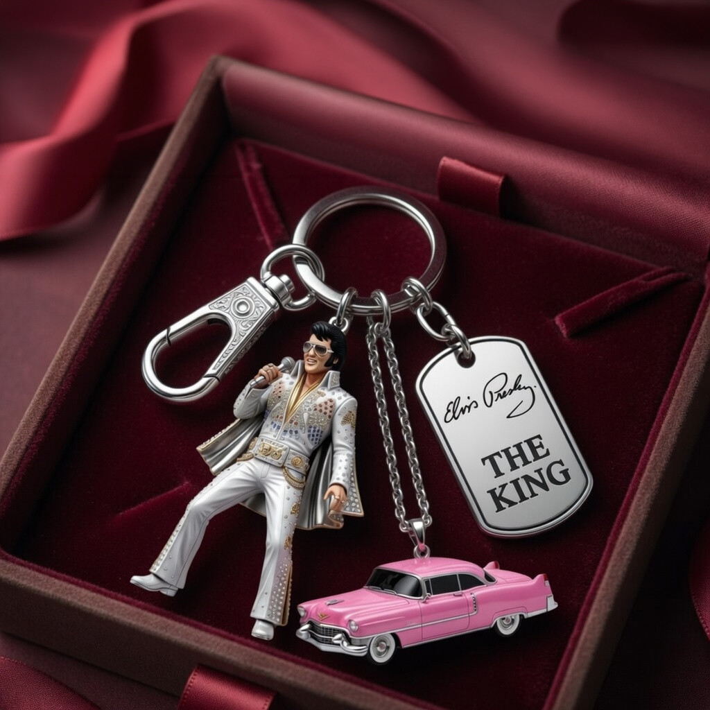Elvis Presley The King Keychain 2026 King Of Rock And Roll Keyring Elvis Presley Merch