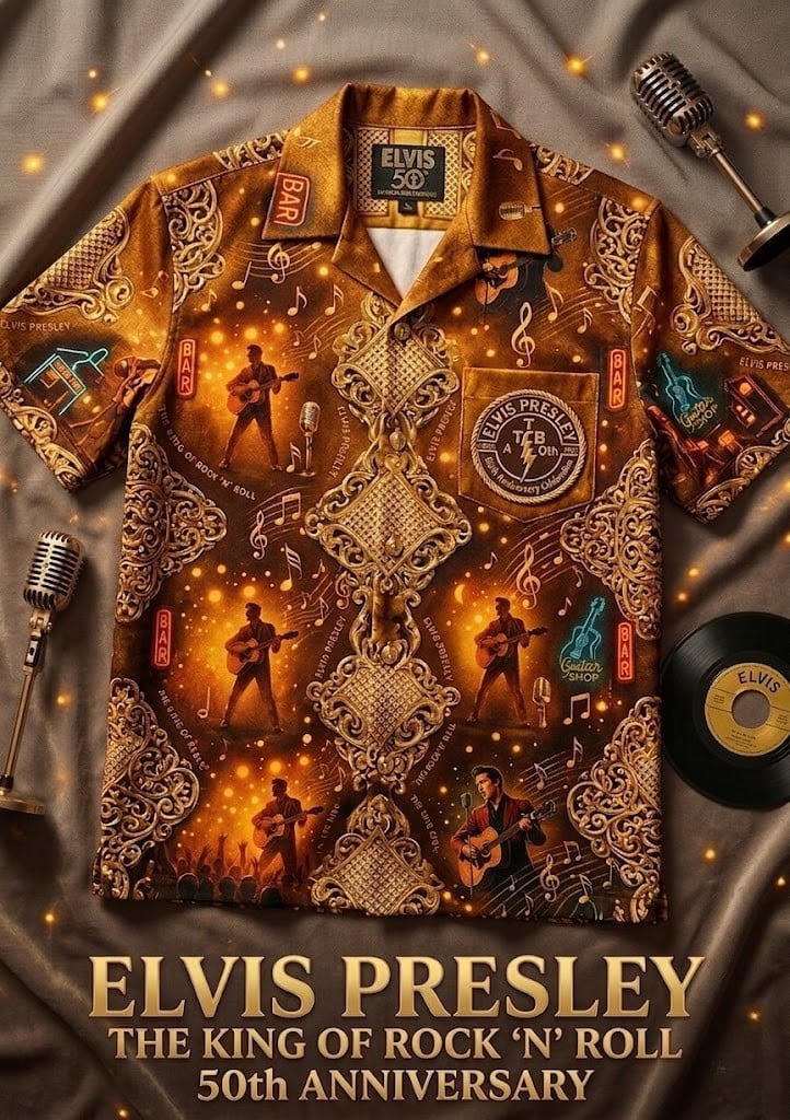 Elvis Presley The King of Rock ‘n’ Roll 50th Anniversary Hawaiian Shirt