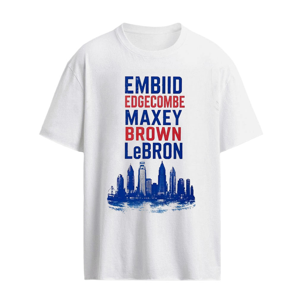 Embiid Edgecombe Maxey Brown And LeBron Shirt