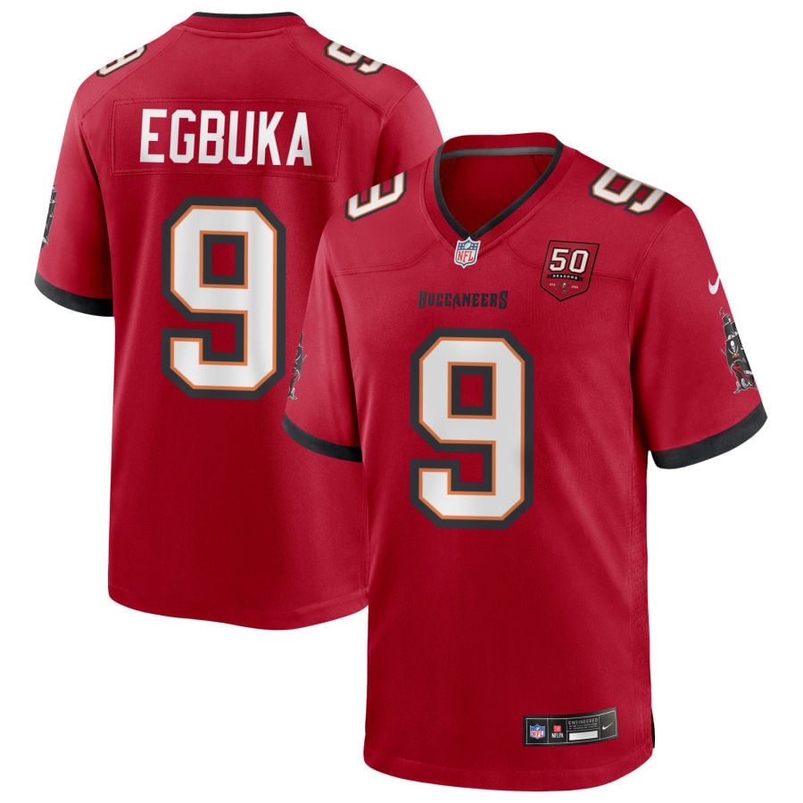 Emeka Egbuka Tampa Bay Buccaneers 2025 50th Season Game Jersey - Red