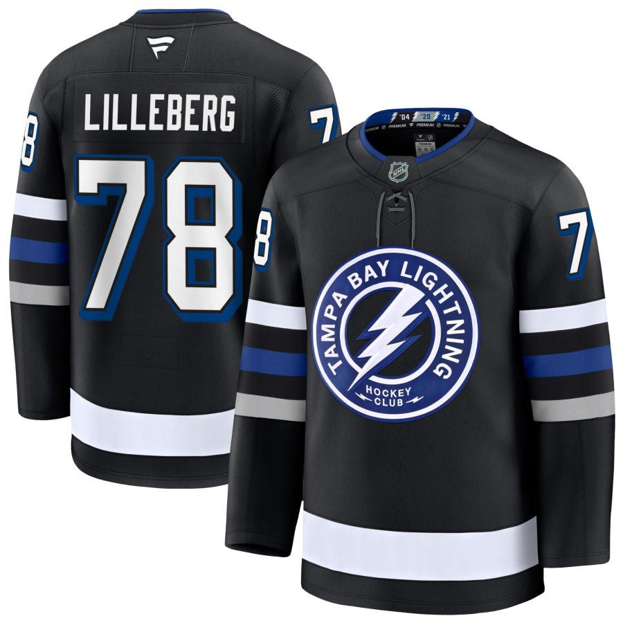 Emil Lilleberg Tampa Bay Lightning 2025 Alternate Premium Black Jersey 1 Emil Lilleberg Tampa Bay Lightning 2025 Alternate Premium Black Jersey