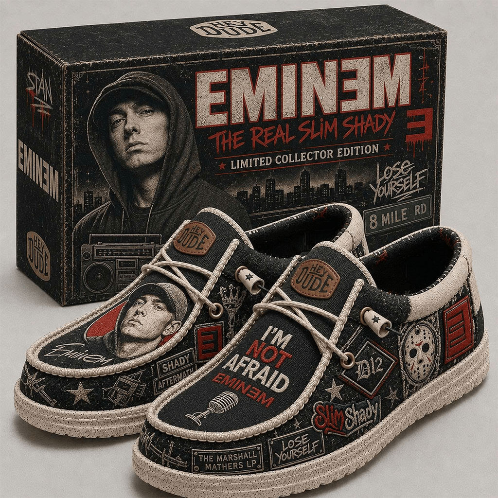 Eminem 2026 I'm Not Afraid Hey Dude Shoes Eminem Merch Best Gift For Rapper Fans