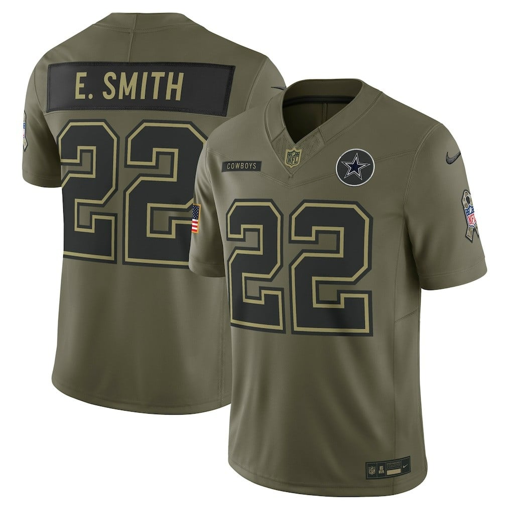 Emmitt Smith Dallas Cowboys 2025 Salute to Service Retired Limited Jersey - Olive