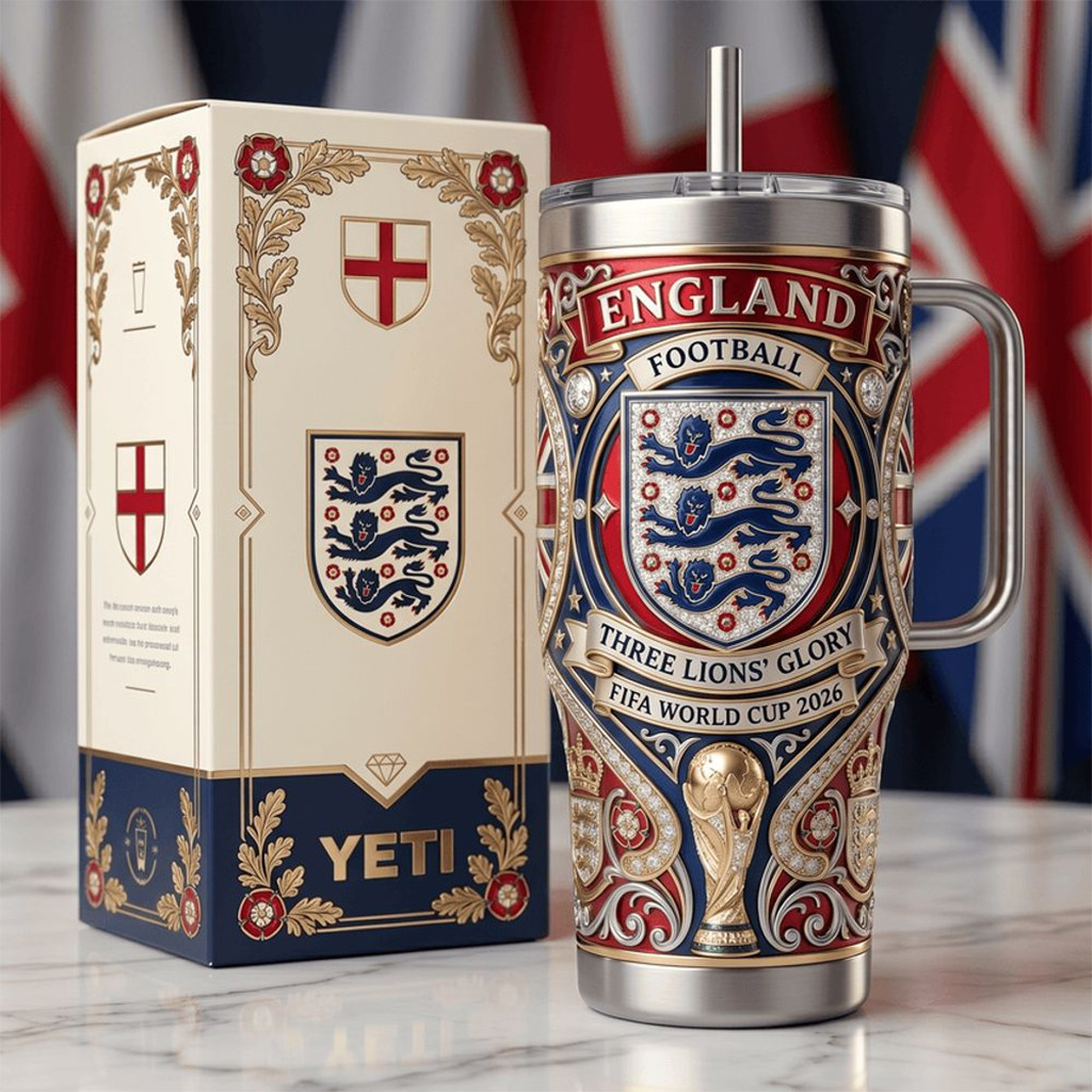 England FIFA World Cup 2026 Collectors YETI Tumbler Three Lions Glory England Team Merch