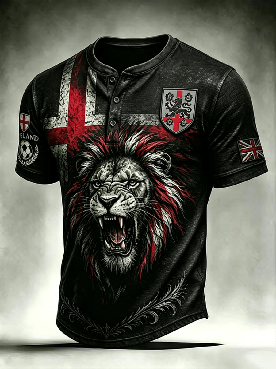 England FIFA World Cup 2026 Merch Lions Henley Shirt Game Day Attire Gift For UK Football Fans