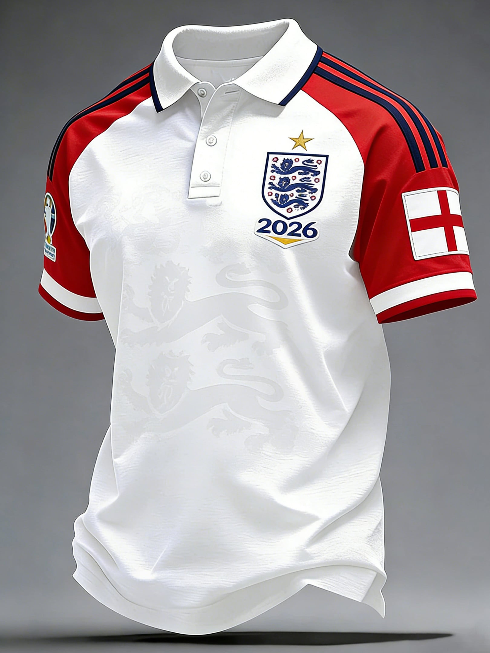England Football FIFA World Cup 2026 Polo Shirt 3 Lions Football Merch Men's Game Day Clothes