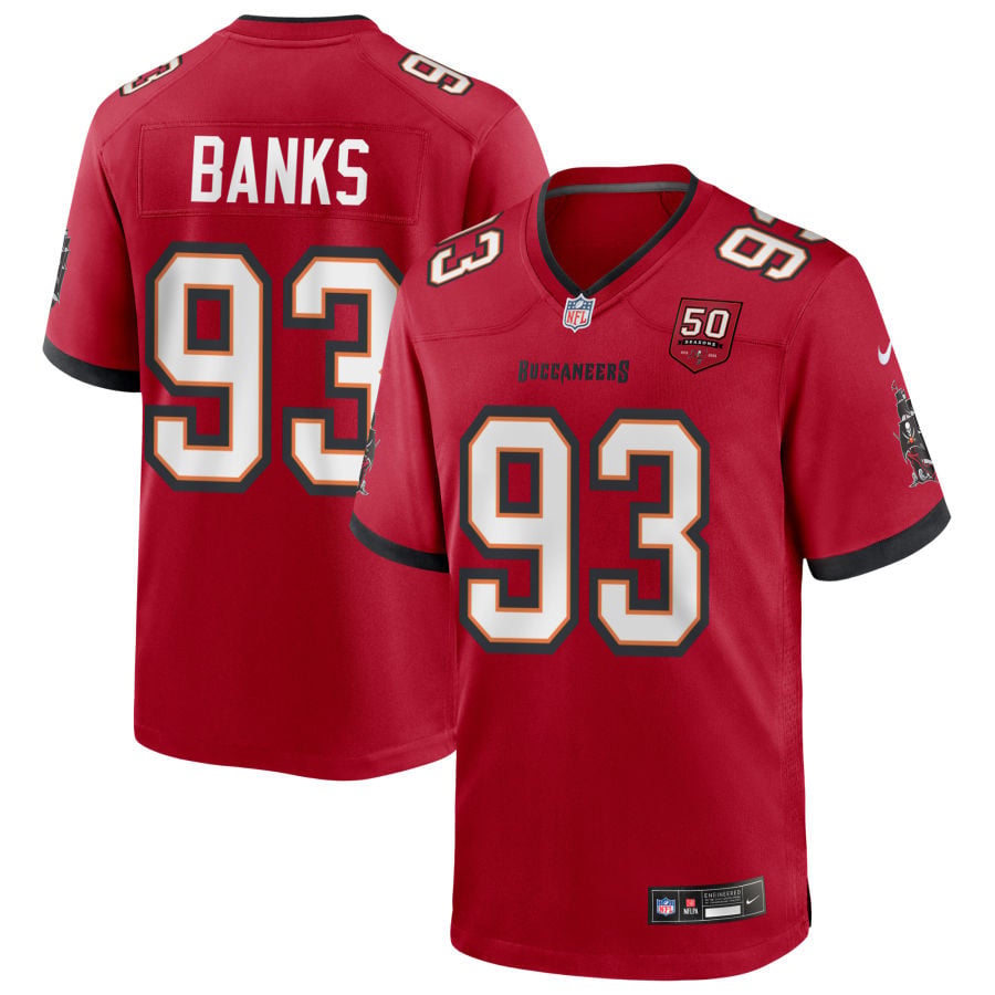 Eric Banks Tampa Bay Buccaneers 2025 50th Season Game Jersey - Red