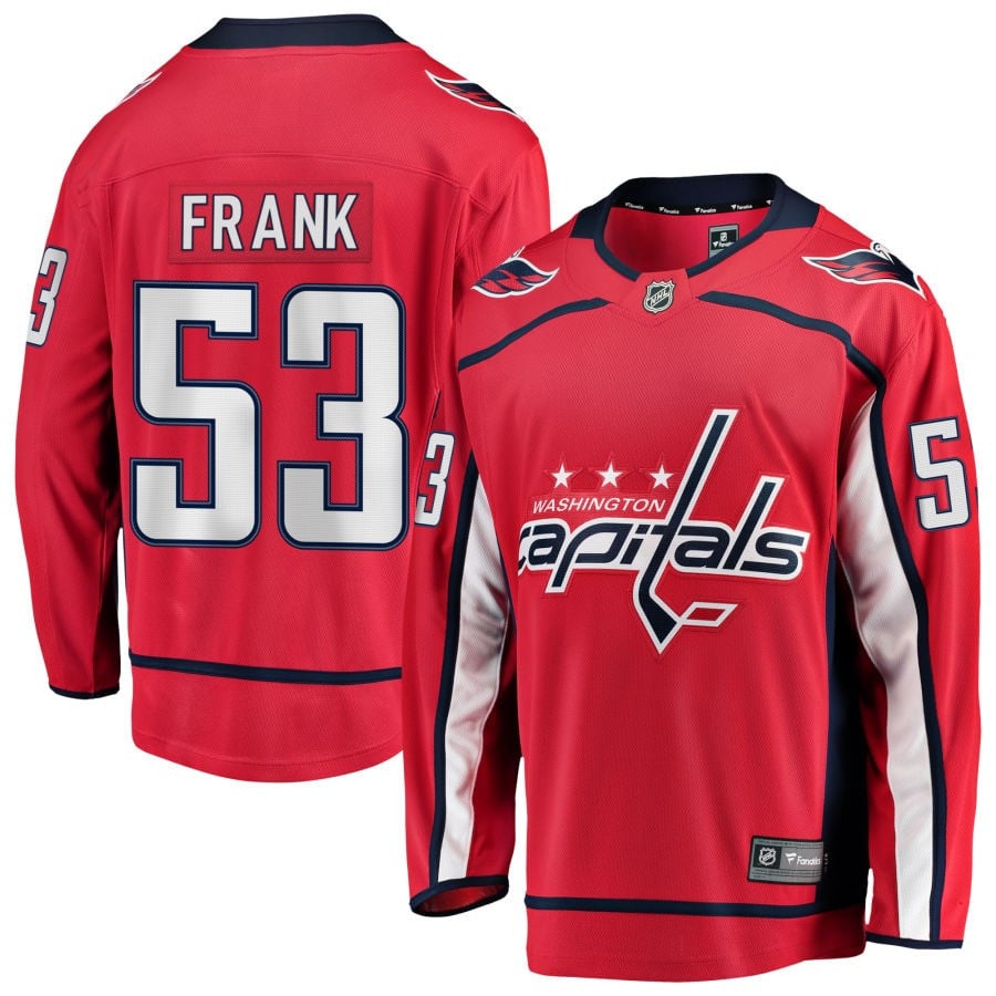 Ethen Frank Washington Capitals 2025 Home Jersey - Red 1 Ethen Frank Washington Capitals 2025 Home Jersey - Red