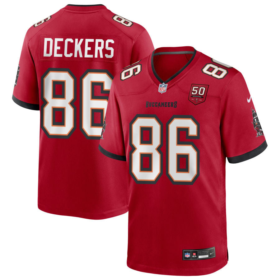 Evan Deckers Tampa Bay Buccaneers 2025 50th Season Game Jersey - Red