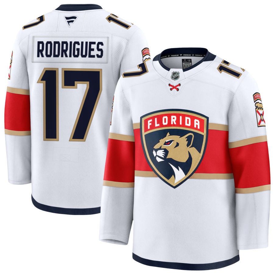 Evan Rodrigues Florida Panthers 2025 Away Jersey - White 1 Evan Rodrigues Florida Panthers 2025 Away Jersey - White