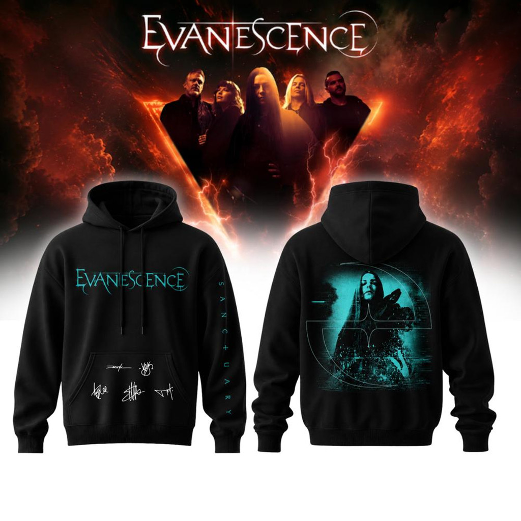 Evanescence Merch Fallen Sanctuary 2026 World Tour Hoodie Black Gifts For A Rock Music Lover