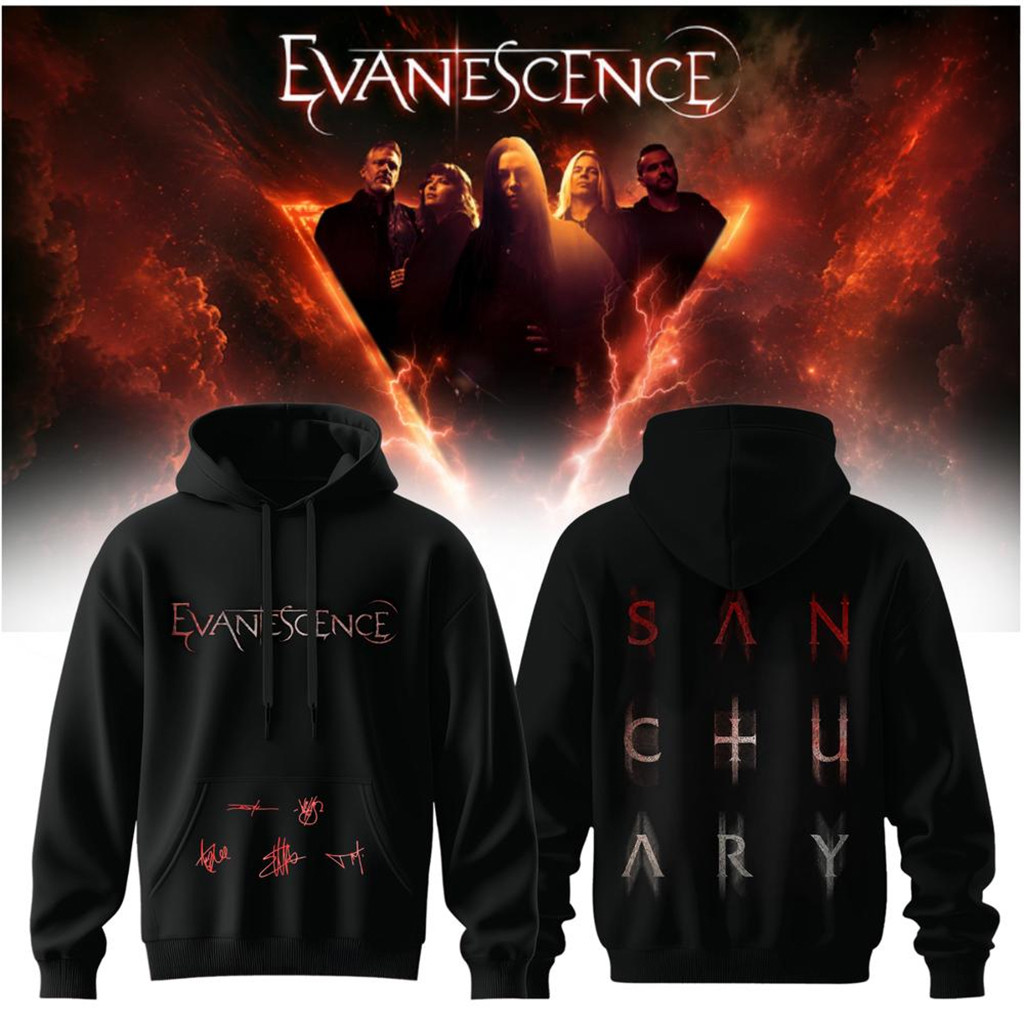 Evanescence Merch Fallen Sanctuary 2026 World Tour Hoodie Black Presents For Rock Lovers